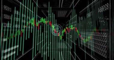 Kablo tünel çubuklarının açılması, çizelge çizgisi dalgalanması, trendleri görselleştirmek için veri titreşimi. Fütürist, dijital, veri, analitik, soyut, teknoloji, yenilik