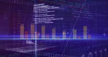 Çerçeveyi süpüren mavi ışın çubuk çizelgelerini gösteriyor çizgi grafiği şamdana dönüşüyor. Gelecekçi, dinamik, veri, görselleştirme, dijital, analitik, teknoloji