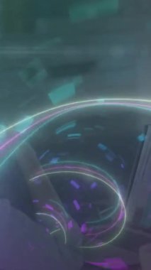 Laptop kullanan beyaz kadın üzerindeki bağlantı ve tünel ağının animasyonu. küresel bağlantılar, veri işleme ve teknoloji konsepti dijital olarak oluşturulmuş video.