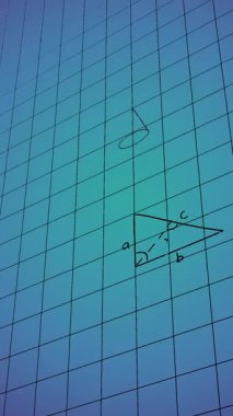 Mavi arkaplan üzerinde matematiksel denklemlerin animasyonu. Küresel eğitim, bilim ve dijital arayüz kavramı dijital olarak oluşturulmuş video.