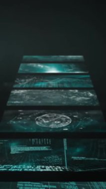 Siyah arkaplanda veri işleme animasyonu. küresel tıp, sağlık ve teknoloji konsepti dijital olarak üretilen video.