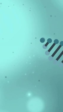 Mavi arka planda hareket eden DNA iplikçikleri ve parlayan ışık lekelerinin canlandırması. Renk, şekil, ışık ve hareket konsepti dijital olarak oluşturulmuş video.