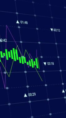 Çoklu grafiklerin animasyonu ve ikili kodlar ve şebekede bilgisayar kodları olan değişen numaralar. Dijital olarak üretilmiş, çoklu pozlama, kodlama, veritabanı, fütüristik, iş, rapor, veri işleme.