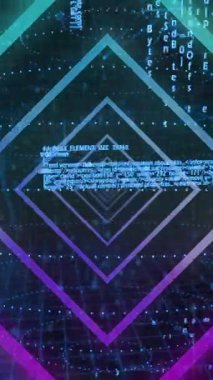 Siyah arka planda şekil ve veri işleme animasyonları. Küresel teknoloji, bilgisayar ve dijital arayüz kavramı dijital olarak oluşturulmuş video.