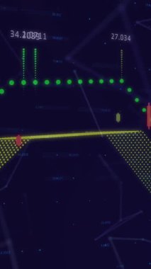 Finansal veri işlemenin dijital animasyonu ve mavi arka planla bağlantı ağı. Küresel finans ve ağ teknolojisi kavramı