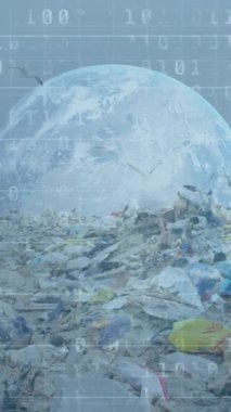 İkili kodlama ve finansal veri, gökyüzünde uçan kuşlarla dolu çöplüğe karşı işleniyor. finans ve ekonomi kavramı