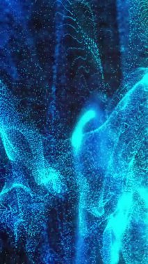 Siyah zemin üzerinde parlayan bağlantı ağının animasyonu. Dijital olarak oluşturulmuş küresel bağlantılar, hesaplama ve veri işleme kavramı.