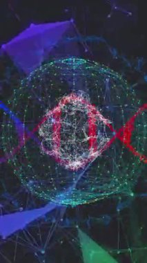 Veri işleme üzerindeki DNA iplikçiklerinin animasyonu. küresel iş ve dijital arayüz kavramı dijital olarak oluşturulmuş video.