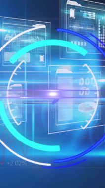 Bilimsel grafik ve veriler üzerinde hareket eden işlem çemberinin animasyonu. küresel bilim, bağlantılar ve dijital arayüz konsepti dijital olarak oluşturulmuş video.