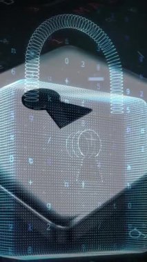 Çevrimiçi güvenlik kilidi üzerinden harfleri ve numaraları değiştirmenin animasyonu. küresel internet güvenliği, veri işleme, bağlantılar ve dijital arayüz konsepti dijital olarak oluşturulmuş video.