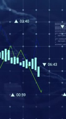 Siyah arka planda DNA ipliği üzerinde finansal veri işleme animasyonu. Küresel tıp, bilim, bilgisayar ve dijital arayüz kavramı dijital olarak oluşturulmuş video.