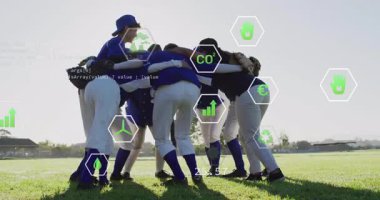 Yedi kadın beyzbol takımı maç öncesi hazırlık aşamasında güneşin altında toplanıp yeşil veri simgelerini senkronize ediyorlar. Takım ruhu, yoldaşlık, çevre bilinci, atletizm, takım çalışması, açık hava aktivitesi, dijital veri