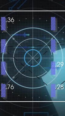 Dairesel ızgara ile veri girdisi ve çıktısını gösteren dijital arayüzün animasyonu. Teknoloji, fütüristik, yenilik, sanal