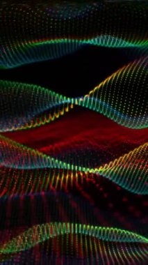 Siyah arkaplanda hareket eden renkli şekillerin canlandırması. Soyut arkaplan ve dijital arayüz kavramı dijital olarak oluşturulmuş video.