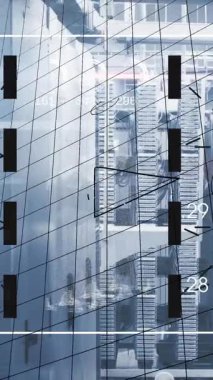 Sunucu odasında veri işleme animasyonu. küresel iş ve dijital arayüz kavramı dijital olarak oluşturulmuş video.