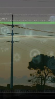 Animation of data processing on digital interface over women running on sports track. Global networking and technology concept.