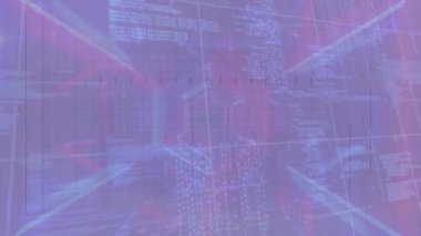 Başlama kodu örtüsü ve ızgara çizgileri, ortaya çıkan merkezi 3D ağ, dönen ve titreşen veri akışı. Teknoloji, veri, dijital, yenilik, görselleştirme, fütürizm, siber güvenlik