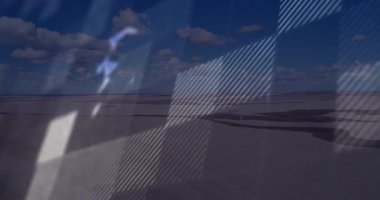 Tuz düzlüğü açılıyor, paneller solup dönüyor, kıtalar dönen küre oluşturuyorlar. Geometrik, soyut, dijital, modern, manzara, yenilikçi, kavramsal