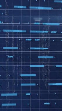 Siyah arkaplanda veri işleme animasyonu. Küresel teknoloji, bilgisayar ve dijital arayüz kavramı dijital olarak oluşturulmuş video.