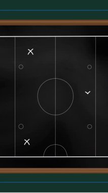 Spor sahasındaki stratejinin mavi arka plandaki çizgiler üzerinden canlandırılması. Dijital kompozit, çoklu pozlama, spor hedefi, planlama, rekabet ve spor konsepti.