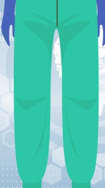 Tıbbi ikonlar üzerinde erkek doktor animasyonu. küresel covid 19 salgın konsepti dijital olarak oluşturulmuş video.