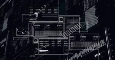 Gelişmekte olan çerçeve, görüntü ölçümlerini birleştiren ve yükselen veri hatları oluşturan panelleri tetikliyor. Teknoloji, veri, analitik, fütüristik, dijital arayüz, yenilik