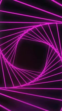 Pembe kare spiral ve koyu arkaplanda hareket eden renkli ışıkların animasyonu. Ağ, veri, bağlantı, işlem, dijital arayüz ve iletişim, dijital olarak oluşturulmuş video.