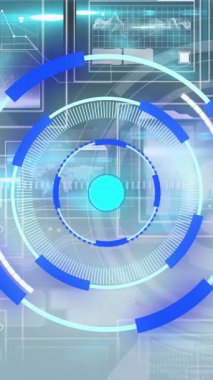 Bilimsel grafik ve veriler üzerindeki işleme çemberinin animasyonu. küresel bilim, bağlantılar ve dijital arayüz konsepti dijital olarak oluşturulmuş video.