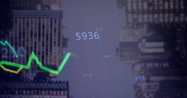 Finansal çizgi grafiği, piyasa eğilimlerini gösteren aynalı ufuk çizgisinin üzerinden yükselmeye başlıyor. Analizler, veri görselleştirme, finansal büyüme, kentsel manzara, kurumsal, dijital, teknoloji