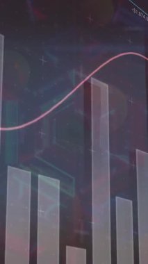 Dijital tünelde veri işleme animasyonu. Küresel iş ve dijital arayüz kavramı dijital olarak oluşturulmuş video.