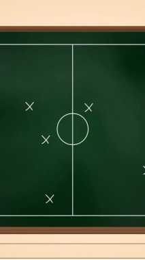 Bej arka planda yeşil tahtadaki oyun planının animasyonu. Küresel spor, sağlık ve dijital arayüz kavramı dijital olarak oluşturulmuş video.