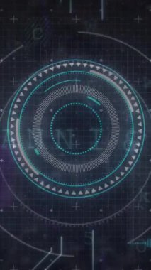 Kapsamlı tarama ve veri işleme animasyonları siyah arkaplanda bilgisayar devre kartında. Küresel teknoloji, çevrimiçi güvenlik ve dijital arayüz kavramı dijital olarak oluşturulmuş video.