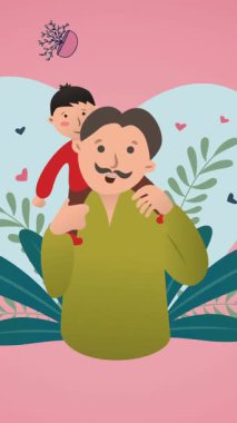 Kırmızı arka planda kucaklaşan aile kompozisyonu. Mutlu aile, sevgi ve destek konsepti dijital olarak oluşturulmuş imaj.