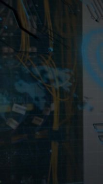 Animation of data processing over network of connections. Global business and digital interface concept digitally generated video.