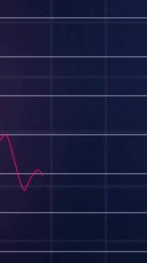 Dijital portre ve veri yüzdeleriyle dalgalanan finansal grafiğin animasyonu. Finans, analitik, teknoloji, yatırım, iş, büyüme