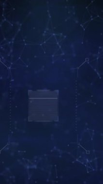 Animation of qr code over network of connections on black background. Global technology, online security and digital interface concept digitally generated video.