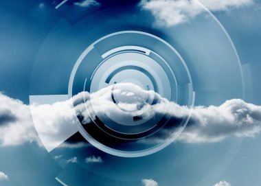 fütüristik bir yapı üzerinde bulut