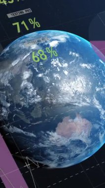 Tüm dünyada istatistik ve finansal veri işleme animasyonları. küresel iş, dijital arayüz, teknoloji ve ağ konsepti dijital olarak oluşturulmuş video.