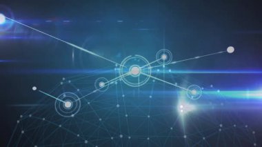 Nabız düğümleri üst soldan gelen çizgilere, cisimleşen düğümlere, ortaya çıkan ağ örgülerine neden oluyor. Teknoloji, veri, bağlantı, dijital, siber, yenilik, soyut