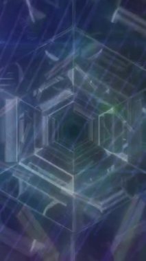 Şekiller üzerinde dijital tünel animasyonu. Küresel iş ve dijital arayüz kavramı dijital olarak oluşturulmuş video.