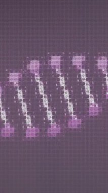 Bilimsel veriler işleniyor, DNA ipliği ikili kodlama animasyonuyla iç içe geçiyor. Biyoteknoloji, biyoenformatik, yenilik, teknoloji, genetik, veri analizi