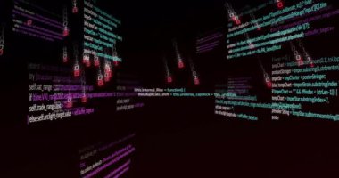 Kod paneli açılıyor, boş ve ikili basamakların etrafında ortaya çıkan paneller üst üste binerek veri tüneli oluşturuyor. Siber, teknoloji, soyut, geleceksel, dijital, veri, yenilik