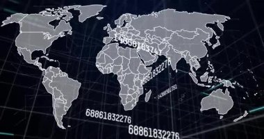 Gelen veri kaynağı, veri alışverişini gösteren sayısal akımları ve kirişleri canlandırarak dünya haritasını başlatıyor. Teknoloji, siber güvenlik, veri, yenilik, dijital, ağ, soyut