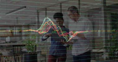 İş arkadaşları dizüstü bilgisayarı inceliyor ve çizelgeyi başlatıyor, iş verilerini inceliyor. Profesyonel, işbirliği, analitik, dijital, modern, ofis, takım çalışması