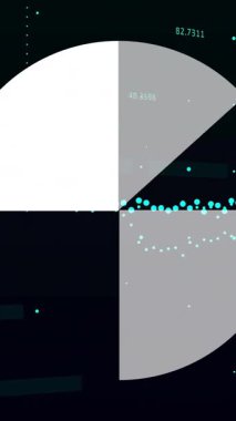 Okul sunumunda finansal veriler ve grafikler üzerinde pasta grafiği canlandırılıyor. animasyon, eğitim, görselleştirme