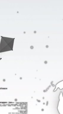 Ağ ve dünya üzerinde veri işleme animasyonu. Küresel hesaplama, dijital arayüz ve veri işleme kavramı dijital olarak oluşturulmuş video.