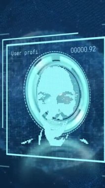 Donanma geçmişinde dünya, saat ve kullanıcı fotoğrafları var. Sosyal medya, küresel ağ, veri işleme ve teknoloji konsepti dijital olarak oluşturulmuş video.