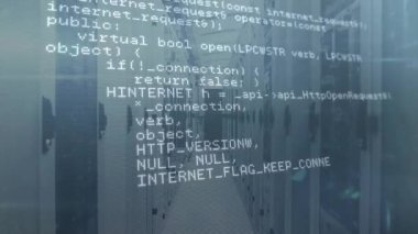 C + + üst üste konumu okunuyor HTTP yukarı kaydırılıyor ve raf koridorundaki ağ geometri rutinleri ortaya çıkıyor. Teknik, siber güvenlik, veri, dijital, kod, ağ, sunucu