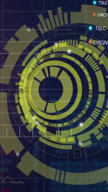 Mavi arka planda istatistiksel ve borsa veri işleme üzerinde yuvarlak tarayıcıların animasyonu. Küresel ekonomi ve iş veri teknolojisi kavramı