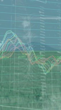 Kız çemberleri üzerinden veri işleme animasyonu. Küresel spor yarışması ve veri işleme kavramı dijital olarak oluşturuldu.